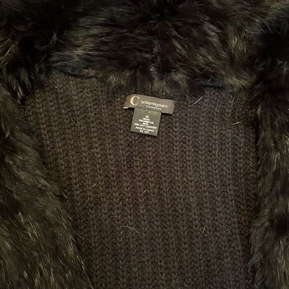 C by Bloomingdale’s Cashmere Black Rabbit Fur Vest - Picture 3 of 6